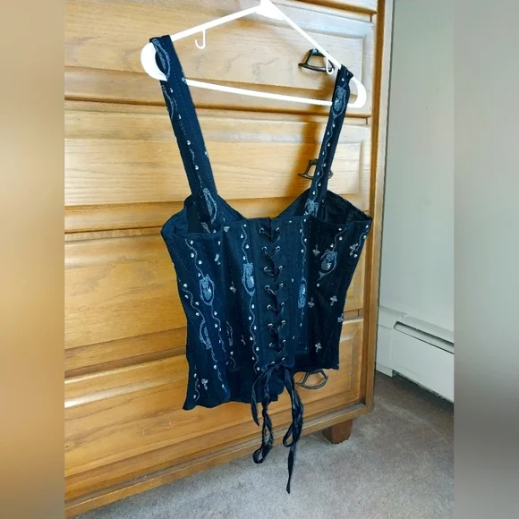 Vintage Spin Doctor Y2K Hell Bunny skull cameo corset top - Picture 5 of 8